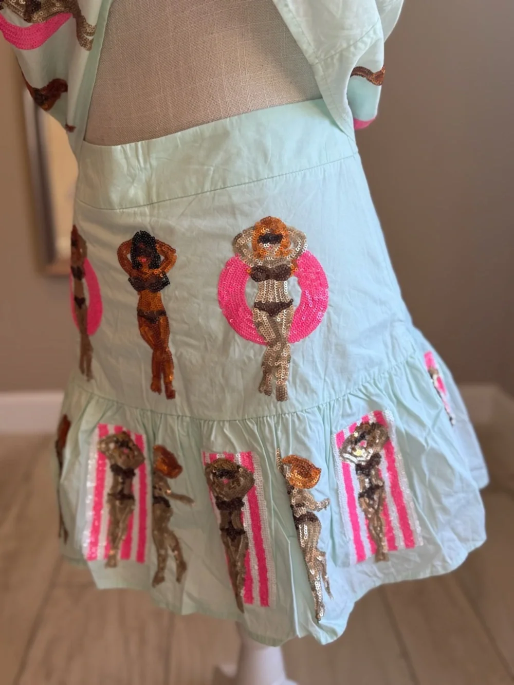 QUEEN OF SPARKLES Mint Sequin Pool Party Tank and Skirt Set - Picture 10 of 13
